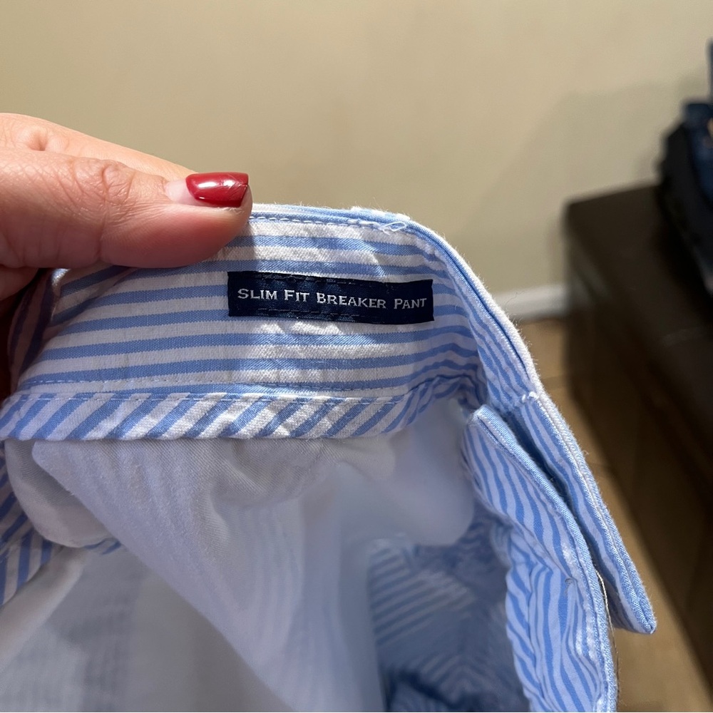Vineyard Vines Blue and White Pinstriped Slim Fit breaker Pants 30X32 - Picture 8 of 8